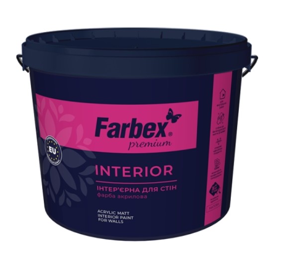 Фарба інтер’єрна високоякісна ВДА "Interior" ТМ Farbex -14,0 кг